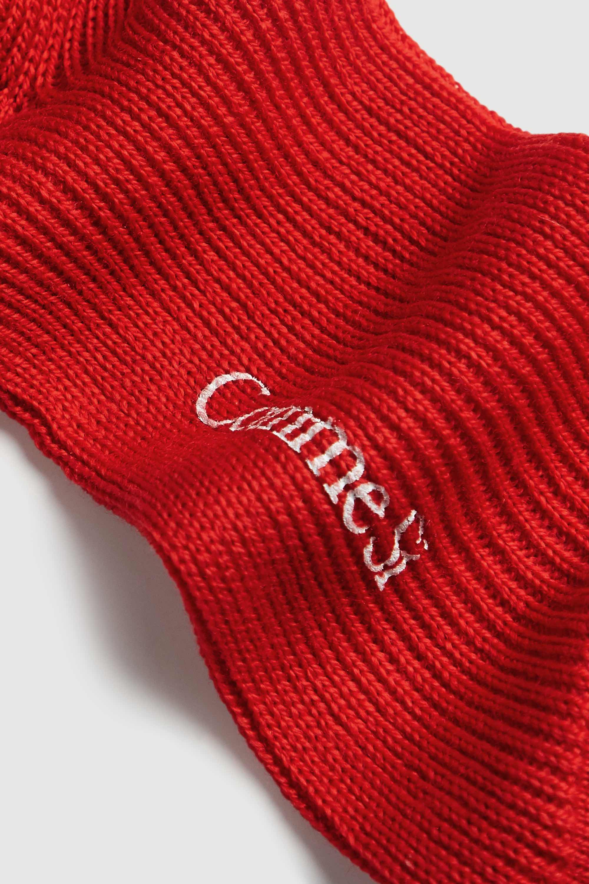 Footbed detail, The Merino Sock in crimson, merino wool, by Comme Si