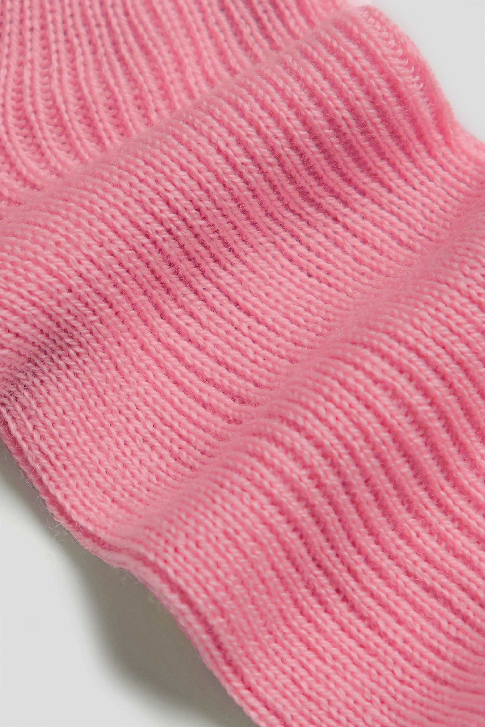 footbed detail, the merino sock in flamingo, pink merino wool