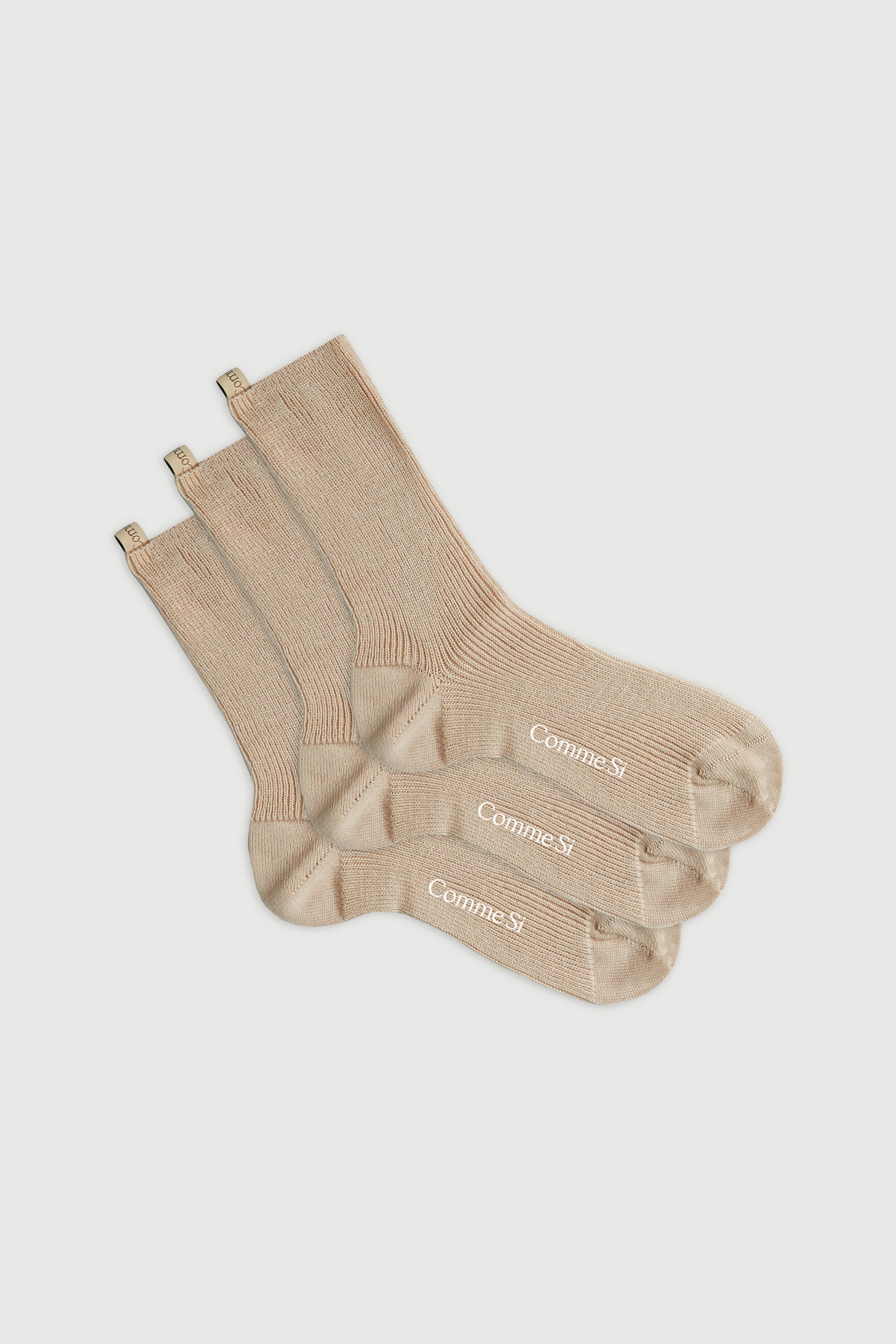 The merino trio in bisque, set of three merino wool socks, by Comme Si
