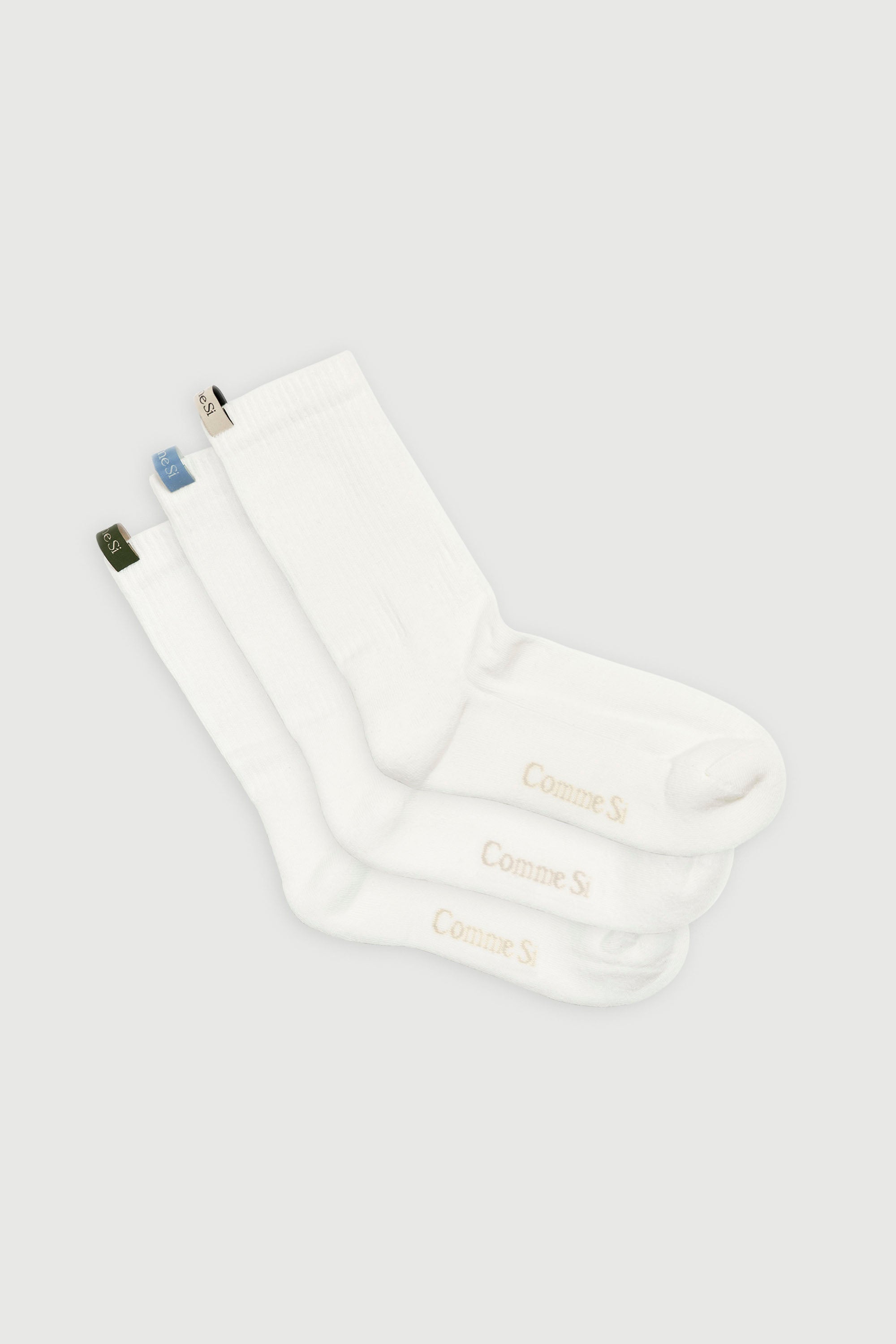 The Tube Sock Trio, White, GOTS certified Organic Cotton, by Comme Si