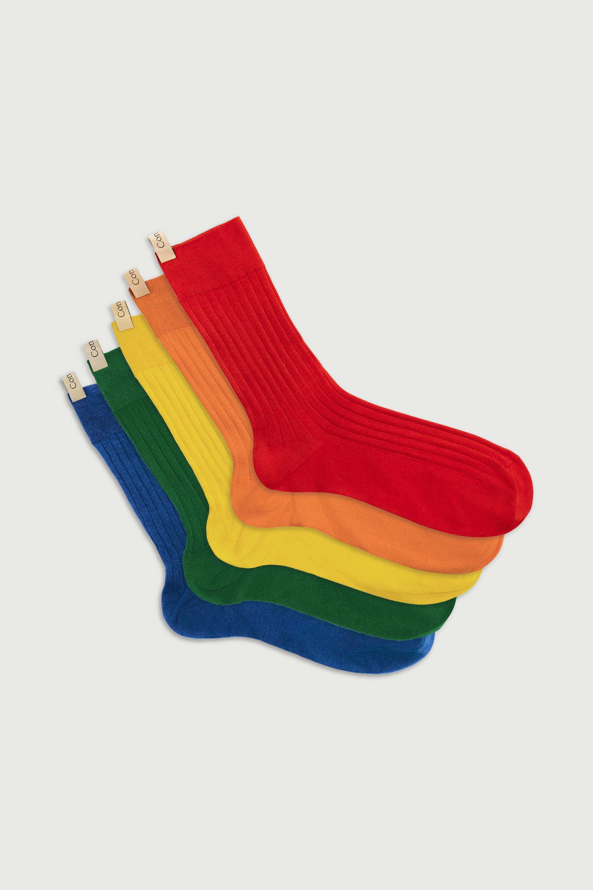 The Yves Cinque Set in Primary, Rainbow sock set, Egyptian Cotton, by Comme Si