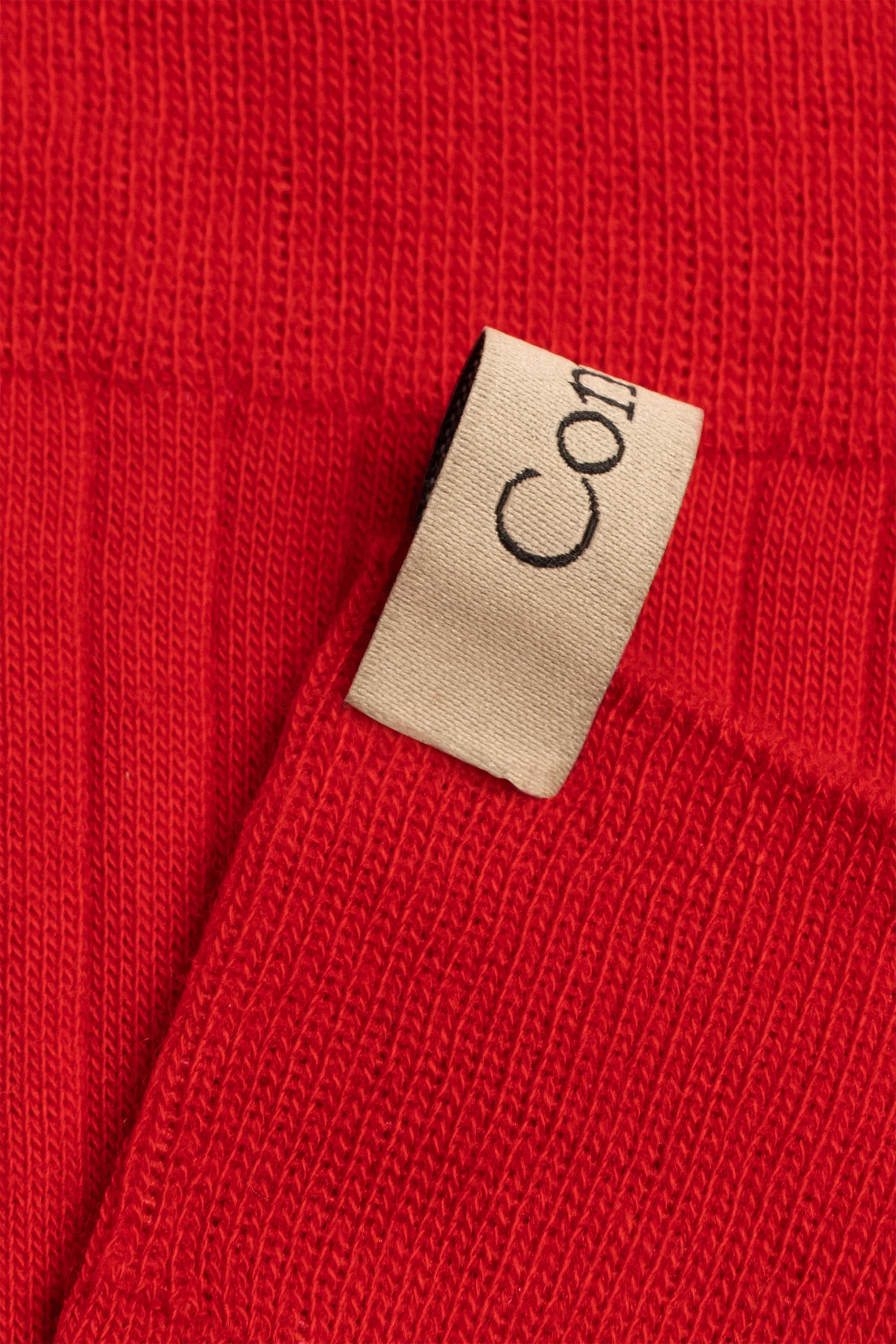 Ribbon tag, The Yves Sock in Scarlet, Egyptian cotton sock by Comme Si
