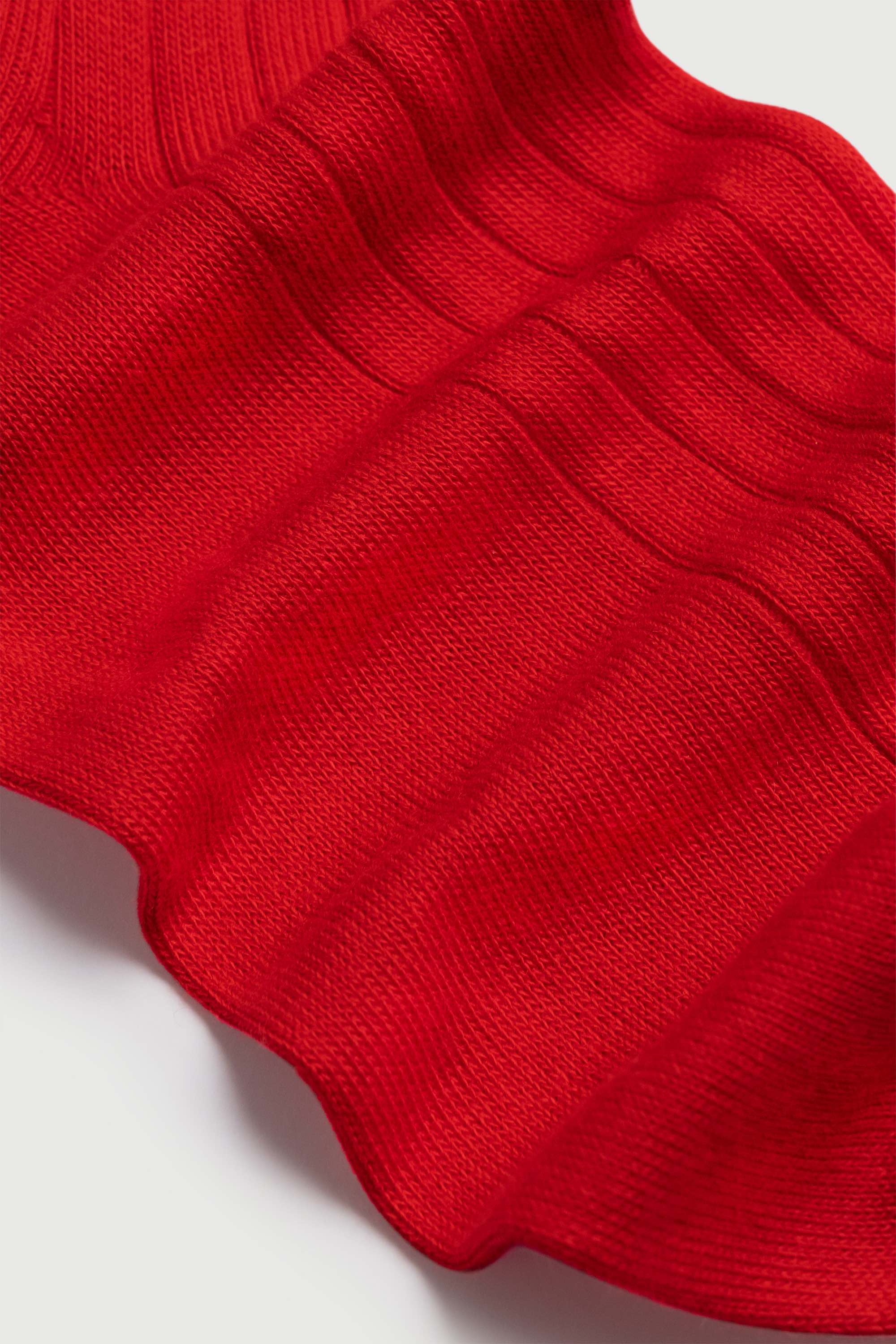 Footbed detail, The Yves Sock in Scarlet, Egyptian cotton sock by Comme Si